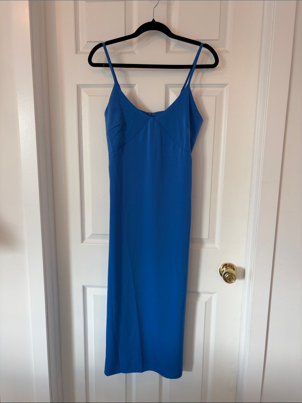 Morrisday The Label Blue Midi Slip Dress with Spaghetti Straps